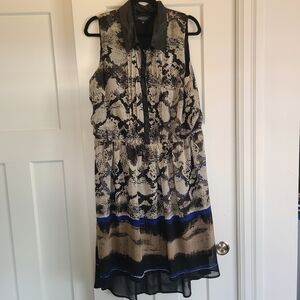 Michel Studio Black and Blue Patterned Midi Dress